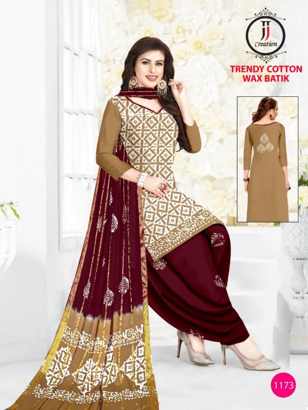 JJ Trendy Cotton Wax Battik Designer Patiyala Dress Material